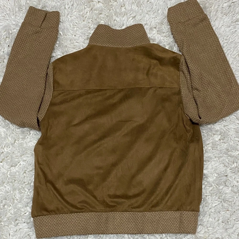 209 wst Brown Women's zipper and button up bomber jacket VGUC business casual - Picture 9 of 16
